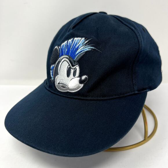 Disney Parks Mohawk Punk Mickey Mouse Baseball Cap Youth One Size Black Hat - Picture 1 of 10